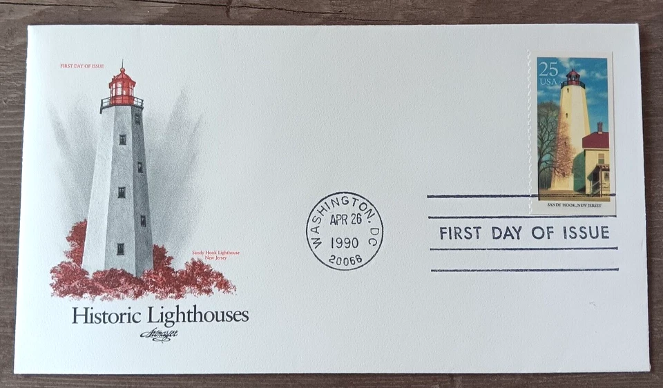 LIGHTHOUSE SANDY HOOK NUEVA JERSEY ARTMASTER CACHET FDC 1990 UNADDR Foto 1 de 1