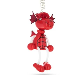 Roter Drache Holzpuppe auf Feder 5,7 cm - Bild 1 von 1