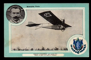 EARLY AVIATION - Circuit Européen 1911 -monoplane TRAIN- Vintage Postcard - Picture 1 of 2