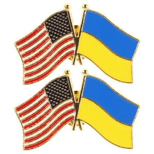 2 Pcs Flag Brooch Ukranian Pin Ukrainian Man American Made Products Only - Bild 1 von 12