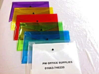 PLASTIC DOCUMENT FOLDERS  WALLETS VARIOUS A5,A4,A3 SIZES AND COLOUR STUD CLOSING - Image 1 of 4