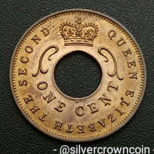 East Africa * Uganda * Kenya 1 Cent 1959 H. KM#35. Holed One Penny coin.  - Picture 1 of 8