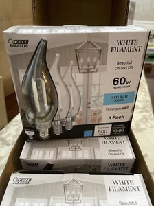 6 x Feit Electric 60-Watt Equivalent BA10 E12 Candelabra Dim White Filament 3 pk - Picture 1 of 5