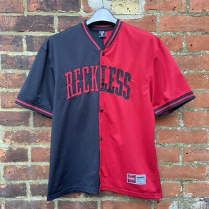 FSBN Reckless Baseball Jersey Small Red Black Relaxed Fit USA Fubu Style - Picture 1 of 13