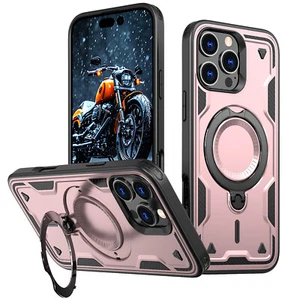 For iPhone 16 15 14 13 12 Pro Max 11 Ergonomic Design Magnetic Ring Stand Case - Picture 1 of 18