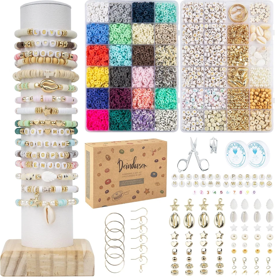 Kit para hacer pulseras, 7200 piezas cuentas de arcilla, 24 colores cuentas de arcilla polimérica para soporte Foto 1 de 4