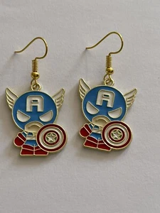 CAPTAIN AMERICA ENAMEL DROP  EARRINGS - Imagen 1 de 3