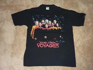 T-shirt vintage STAR TREK VOYAGER 1995 con licenza uomo grande Trekkie USA - Foto 1 di 11