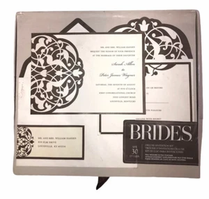 BRIDES Deluxe Wedding Invitation Kit Brown/Ivory Flourish 30 Ct Factory Sealed - Picture 1 of 4