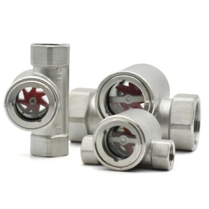 1/4" 3/8" 1/2" 1" 1.5" 2" NPT Thread Sight Glass Water Flow Indicator Impeller - Afbeelding 1 van 7
