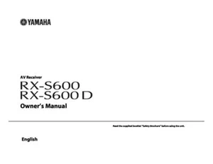 Yamaha RX-S600 RX-S600D AV Receiver Manual Instructions User Guide Reprint - Picture 1 of 4