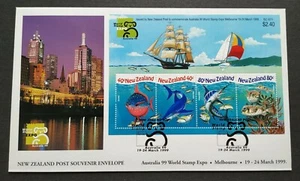 1999 New Zealand Marine Fish Australia World Stamp Expo Miniature Sheet MS FDC - Picture 1 of 2