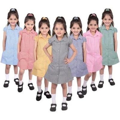 Robe D'Été À Carreaux Gingham Plissée Pour Filles - Pack De 2 - Photo 1/2
