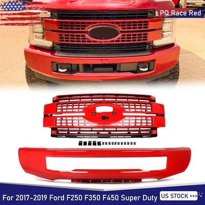 Fits 2017-2019 Ford Super Duty F250 F350 Front Bumper Face Bar & Platinum Grille Foto 1 de 4
