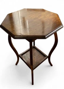Antique Oak Art Deco Side Table | French Style Curved Leg Occasional Table - Picture 1 of 4