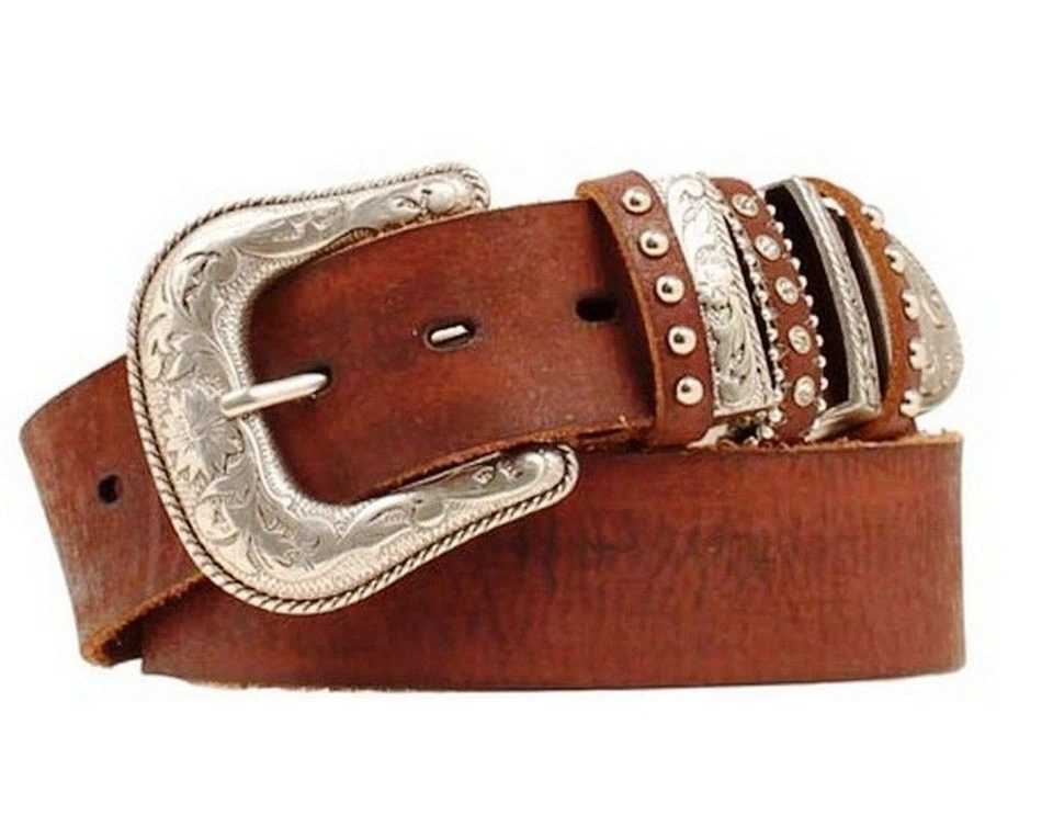 Nocona Western Belt Womens Leather Bling Keepers Peanut N3493702 - Image 1 of 1