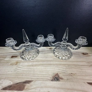Fostoria Colony Double Candlesticks 6½"Tall w/ Center Sphere 8½" Wide - Set of 2 - Bild 1 von 6
