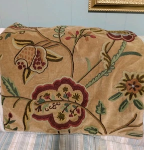 William Sonoma Gold Velvet Multicolor Embroidered Floral 20" Pillow Cover - Picture 1 of 4