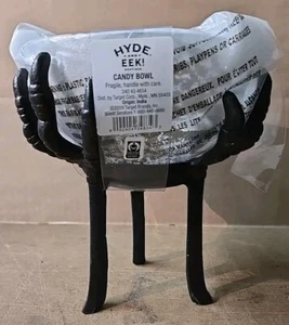 Hyde and Eek 7" Metal Raven Claw Frosted Glass Candy Bowl Halloween - Picture 1 of 3