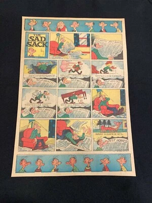 #31 SAD SACK por George Baker Lote de 2 Tiras Cómicas Sunday Tabloid Página Completa 1949 Foto 1 de 2