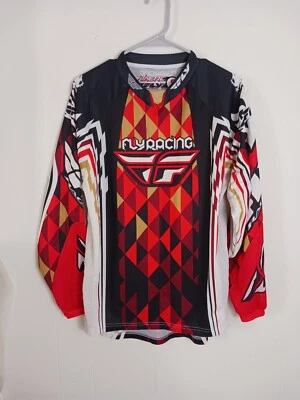 Fly Racing Kinetic Jersey Mens Small White Orange Colorful Motorcross ATV - Image 1 of 4