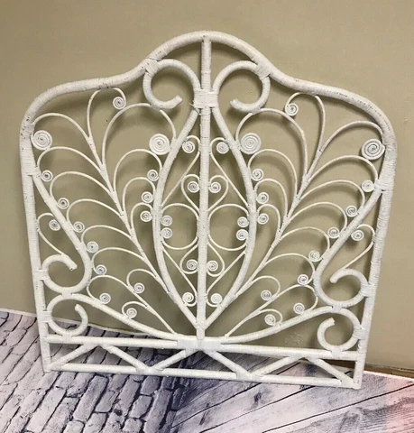 Single Twin Headboard Rattan Peacock Rattan Bohemian Boho Shabby Chic Vintage Cover