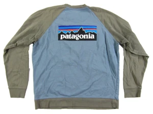 Felpa Pullover Patagonia Cotone Organico Blu Grigio Logo Vestibilità Regolare Uomo L - Foto 1 di 7