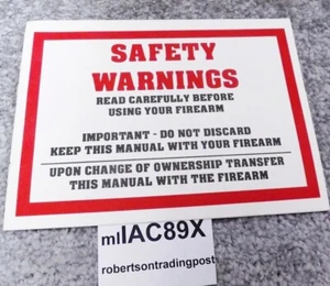 Interarms Firearms Safety Manual late 1980s early 1990s Walther Rossi Gun Papers - Bild 1 von 6