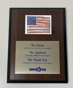 Toys R Us First Responder Appreciation Plaque Thanking Community Rescue Heroes - Picture 1 of 13