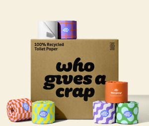 Who Gives A Crap 100% Recycled Toilet Paper - 48 Double Length Rolls
