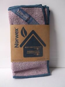 Norwex Small Body and Face Cloth 3-Pack Travel Lavender w/Denim Trim 7.87"x7.87"