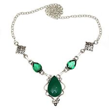 Green Onyx Gemstone Mother's Day Handmade 925 Silver Jewelry Necklace 20 in