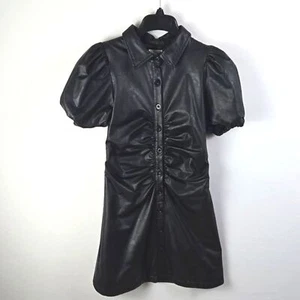 Habitual Kids Girls' Black Faux Leather Ruched Dress - Big Kid Sz 14 - Picture 1 of 11