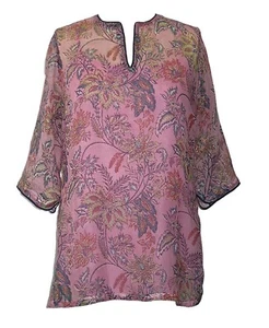 Anokhi Paradise Pink Cotton/Silk Tunic; Cotton Cami Included - Picture 1 of 4