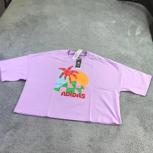 Adidas Shirt Womens 2X Farm Rio Women's Training Vivid Berry Colorful Palm Tree - Picture 1 of 10