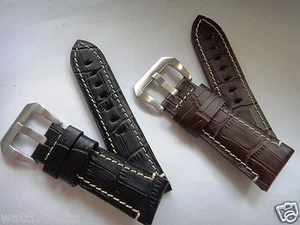 26mm 24mm 22mm Genuine Leather Band Strap bracelet Black Brown (FITS) panerai - Picture 1 of 6