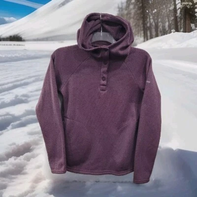 Columbia 女式中号连帽紫色长袖 Gorpcore 毛衣 — 第 1/4 张图片
