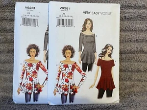 Vogue Pattern V9281 Ms EASY Off Shoulder Top w/Princess Seams & Sleeve Options - Picture 1 of 4