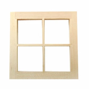 Fenêtre en bois 4 vitres avec cadre maison de poupées accessoire miniature 1:12 - Photo 1/12