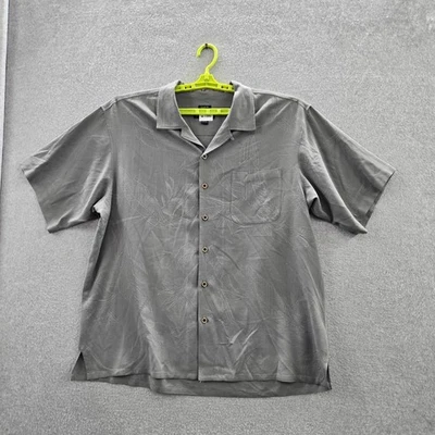 Joseph & Feiss Men Button Up Shirt XXL Gray Silk Floral Short Sleeve - Image 1 of 4