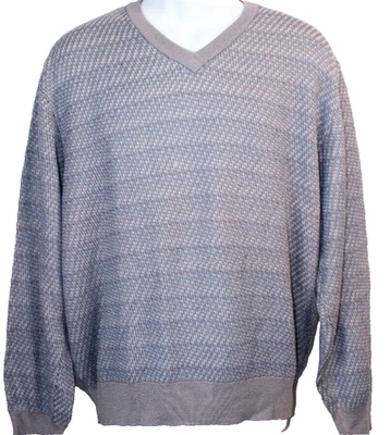 Suéter Talbots Para Hombres Azul Beige Gris Ligero Cuello en V Mangas Largas L Foto 1 de 4