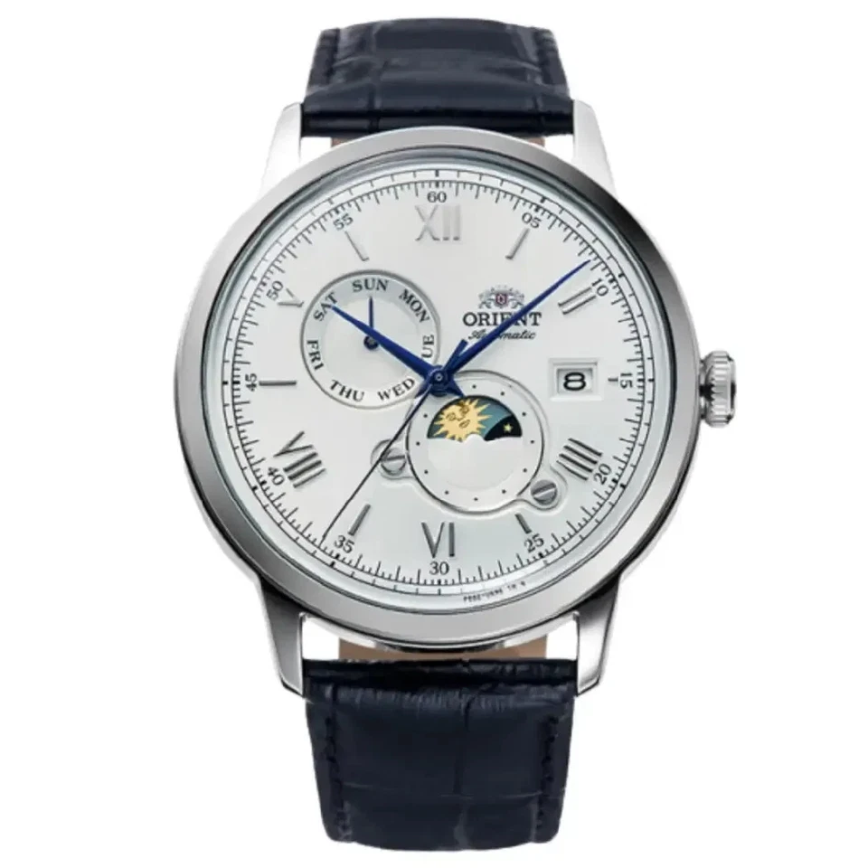 Reloj para hombre Orient Bambino RA-AK0802S automático sol y luna esfera blanca 41,5 mm Foto 1 de 3