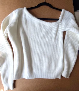Superdown White Knit One-Shoulder Cropped Sweater Size S - Long Sleeves - Picture 1 of 18