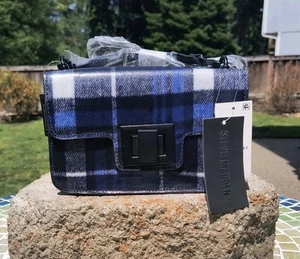 STEVE MADDEN BRIT Blue PLAID Crossbody Handbag NWT - Picture 1 of 7