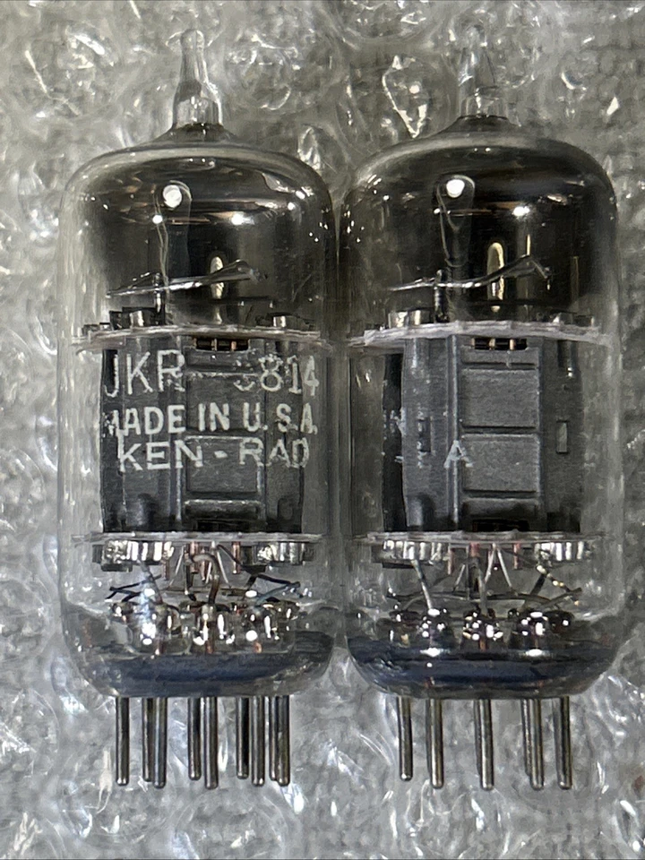 2 Ken-Rad JKR-5814’s, Early-Two Micas, Lg Sq Getters, Placas Negras, Equilibrado Nuevo de Lote Antiguo Foto 1 de 4