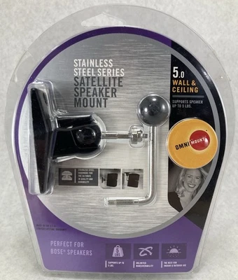 OmniMount 5.0 Wall & Ceiling Stainless Steel Series Satellite Speaker Mount NEW - Image 1 of 3