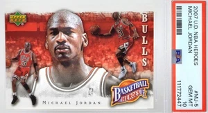 📈 PSA 10 MICHAEL JORDAN HÉROES DE LA NBA 📈 2007-08 CUBIERTA SUPERIOR MJ-5 HERO GRADED BULLS - Imagen 1 de 1