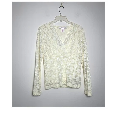 Vintage Nine & Company Babydoll Sheer Lace Long Sleeve Top With Inner Cami Sz M - Image 1 of 4