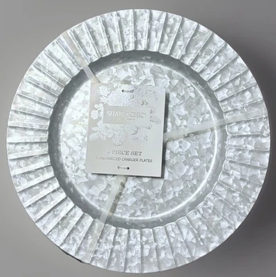 Juego de 4 placas de cargador de llanta con volantes galvanizadas Shabby Chic Foto 1 de 3