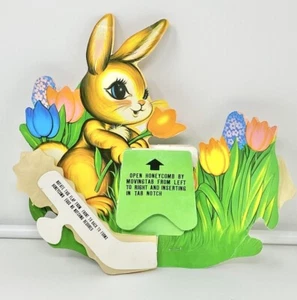 Vintage Easter Bunny Nest Tissue Paper Honeycomb Centerpiece MCM Missing Part - Picture 1 of 13